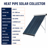 Collecteur solaire thermique à tube thermique en cuivre avec cadre en aluminium durable pour l'alimentation en eau des hôtels