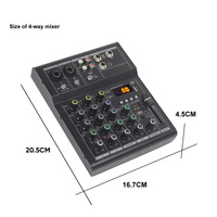 Petit Mixeur Professionnel Bluetooth 4/6 Voies avec Effet de Réverbération, Microphone pour Karaoké et Audio de Scène, Cartes Son