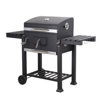 Barbecue au charbon de bois robuste en acier inoxydable pour jardin et terrasse avec table latérale – Prix usine