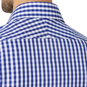 Camisas de Vestir de Manga Larga a Cuadros Azules <span class=keywords><strong>y</strong></span> Blancos para Hombre, Transpirables, Antiarrugas, para Oficina, Trabajo, <span class=keywords><strong>Traje</strong></span> Formal - Product Image 3