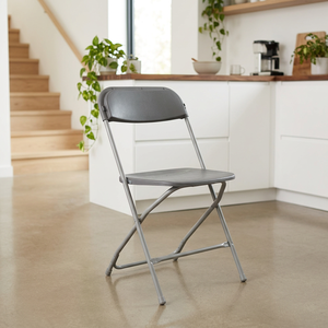 Silla Plegable de Plástico con Marco de Acero Gris, Diseño Moderno y Minimalista, Duradera, Ligera, Portátil, para Jardín, Villa o Parque - Product Image 1