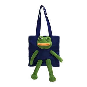New Canvas <strong>Bag</strong> Cute <strong>Frog</strong> Doll Shoulder <strong>Bag</strong> Large Capacity Casual Tote <strong>Bag</strong> for College Students - Product Image 1