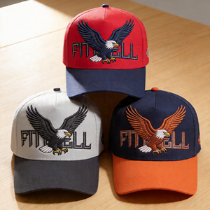 Casquettes de baseball à 5 panneaux en coton bicolore de haute qualité avec logo brodé personnalisé - Product Image 4