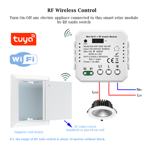 Miniinterruptor inteligente con WiFi, Control remoto inalámbrico RF, temporizador, módulo de relé, Control por voz, 100-250V, 16A, <span class=keywords><strong>Alexa</strong></span> y Google Home - Product Image 4
