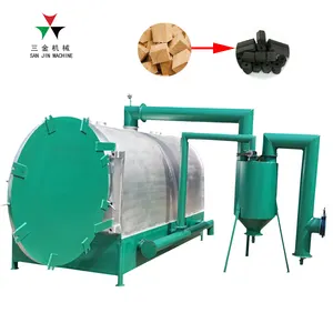 Hardwood Biomass Wood Logs Charcoal Carbonizer Horizontal Furnace