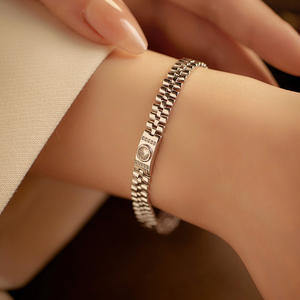 Sıcak satış için 925 ayar gümüş elektroliz kore tarzı basit moda zirkon bilezik kişilik yönlü kadın - Product Image 2