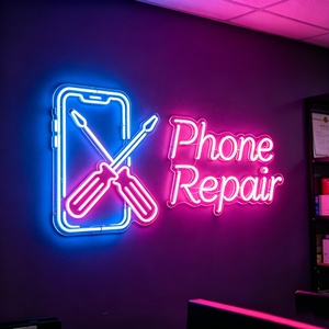 Centros de Servicio de Reparación de Celulares con Logotipo de Neón Personalizado, Dispositivos Móviles, Luz LED de Neón, Smartphone y Llave Inglesa para Decoración de Tiendas de Gadgets - Product Image 1