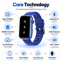 Bracelet Assistant Vocal IA BT 5.3 avec Écran Invisible Étanche IP67, Chargement Magnétique et Téléchargement Cloud Automatique