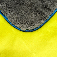 Serviette de nettoyage en microfibre à séchage rapide Esun, motif à carreaux, forme rectangulaire, double velours corail, épaissi, super absorbant, tricoté pour voiture