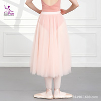 Jupe de ballet en voile pour femmes, nylon, mi-longue, costume de pratique de danse, grande taille