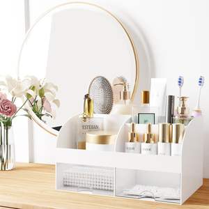 Organisateur de maquillage à <span class=keywords><strong>tiroirs</strong></span>, rangement cosmétique pour coiffeuse, comptoir de salle de bain, support de beauté pour rouges à lèvres, pinceaux et soins de la peau - Product Image 6