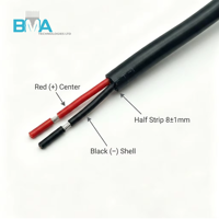 Câble d'alimentation CC 5,5x2,5 mm, fiche mâle vers extrémité dénudée, UL2464 18AWG 1200 mm, PVC noir, cuivre étamé, 300 V, longueur personnalisée