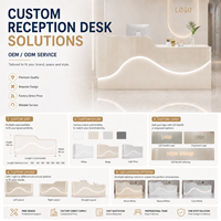 Comptoir de réception ondulé style crème avec éclairage LED intégré, comptoir avant, logo personnalisé, table de caisse pour salon de beauté, spa, boutique