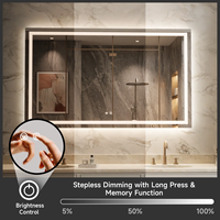 Miroir de salle de bain LED rectangulaire, bande lumineuse intégrée, miroir de maquillage mural anti-buée, étanche IP44 pour salle de bain