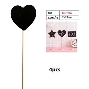 Mini tableau noir en forme de cœur 7x19cm 4 pièces décorations de fête - Product Image 1