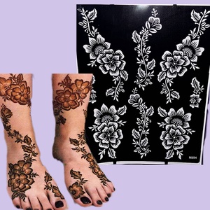Stencil in PVC per Henné Indiano e Arabo di Grandi Dimensioni 29x23cm, Adesivi Glitterati per Aerografo, Applicazione Temporanea di Body Art per Donne e Ragazze - Product Image 6