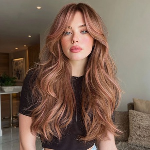 Moda SMILOC nuovo temperamento sintetico parrucca temperamento marrone dorato rosa sfumato capelli ricci modello femminile Sm558 - Product Image 4