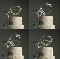 Ins-Style Transparente Acryl-Kuchendekoration Happy Birthday Anniversary MR&MRS Farbig Bedruckter Kucheneinsatz