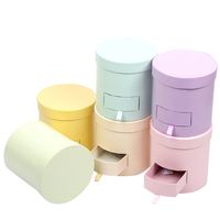 Boîte à fleurs cylindrique en carton, mini-tiroir double couche, imperméable, réutilisable, haut de gamme, avec logo personnalisé, écologique, vente en gros