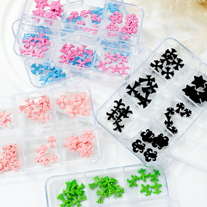Nuevo juego de accesorios para decoración de uñas con seis cajas largas transparentes, Estrella hexagonal cruzada de siete colores, <span class=keywords><strong>Serie</strong></span> de diamantes Nail Charm - Product Image 4
