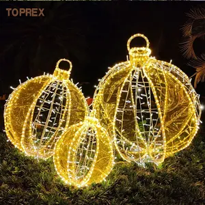 TOPREX Lampu Bola Luar Ruangan Besar Led Ip65 Tahan Air Dekorasi Jalan Natal 1M 0.8M Luar Ruangan 3D