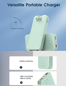Oem Logo 10000mAh công suất lớn di động <span class=keywords><strong>AC</strong></span> cắm tường sạc được xây dựng trong cáp sạc cho iPhone pd22.5w nhanh chóng sạc Powerbank - Product Image 2