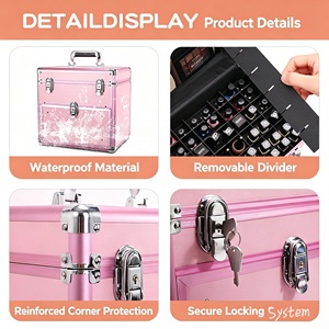 Grande Trousse de Maquillage en Aluminium Grande Capacité, Valise de Rangement Portable Verrouillable pour Voyage et Salon - Product Image 5