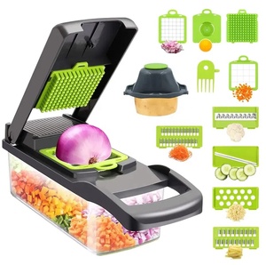 Venta caliente picadora de alimentos manual de buena calidad máquina cortadora de verduras 12 en 1 picadora de verduras utensilios de cocina inteligentes