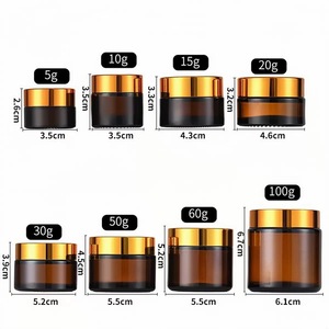 Pot cosmétique de luxe en PET, 0,17 oz, 0,5 oz, 1 oz, 2 oz, 3,5 oz, ambre transparent, couleur personnalisée, bouchon à vis en bois doré ou argenté - Product Image 3