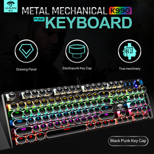 Cổ Điển Bàn Phím Có Dây Với Đèn Nền Cho Cô Gái Có Dây RGB Ánh Sáng Lên Bàn Phím Cơ Khí Cho Chơi Game Punk Máy Đánh Chữ 104Key Bàn Phím - Product Image 6