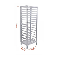 Chariot de boulangerie mobile commercial personnalisé en aluminium à 18 niveaux, adapté aux plateaux de cuisson de 60x40 cm, idéal pour les hôtels et restaurants