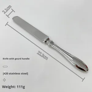 Ensemble de couverts de luxe en acier forgé monobloc avec manche en gourde, comprenant couteau de table, fourchette à dessert et cuillère à coquillage, robuste pour mariages - Product Image 6