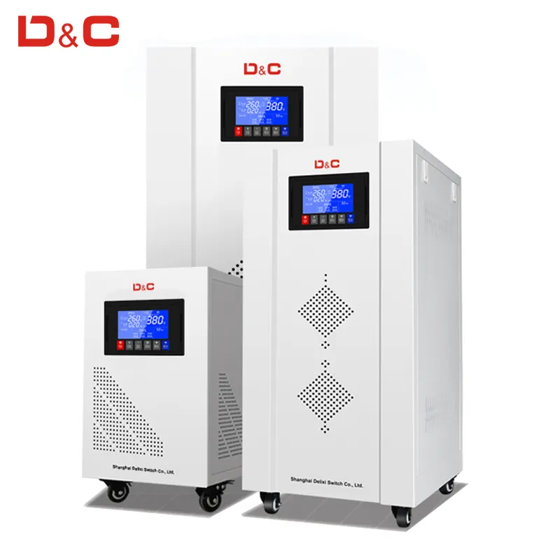 상하이 Delixi 자동 avr 3 상 서보 모터 TNS 15kva 30kva 50kva 산업 안정기 전압 조절기