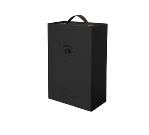 Portable Double Wine <b>Bottle</b> <b>Box</b> | Rigid Magnetic Folding Case Sponge Lining Vanishing Printing Paperboard Material for Vineyard - Product Image 6