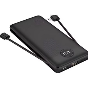 <span class=keywords><strong>Batterie</strong></span> <span class=keywords><strong>externe</strong></span> portable ultra-mince 10000 mAh à charge rapide avec câbles USB et Type-C intégrés - Product Image 1