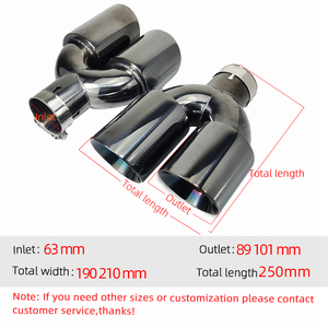 Nhà Máy Sản Xuất Màu Đen Chrome Không Gỉ Xả Kép Lời Khuyên Phổ Xe Muffler Đuôi Ống - Product Image 2
