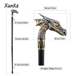 Canne de marche élégante en métal Pterosaure Or Noir, style vintage pour gentleman, accessoire de mariage et de <span class=keywords><strong>film</strong></span> - Product Image 2