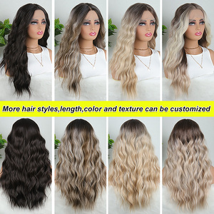 Perruques en cheveux synthétiques naturels Julianna Kanekalon Futura <span class=keywords><strong>Body</strong></span> Wave Ombre Colorées Sans colle Lace Front Fibre pour femmes - Product Image 3