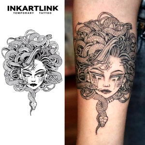 Autocollants de tatouage semi-permanents de haute qualité, résistants à l'eau et à la transpiration, pour hommes et femmes, <span class=keywords><strong>Medusa</strong></span>, vente en gros - Product Image 1