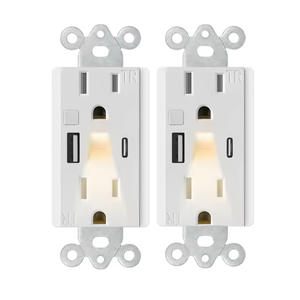 Keygma KU-15TL tường ổ cắm với 2 AC cửa hàng USB A + C 5V 5.0A cổng 15A 125V ánh sáng ban đêm - Product Image 3