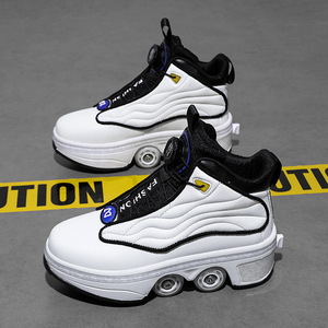 Roller Shoes With Flashing Lights EVA Material Double Row Wheels For Skating And Walking - Product Image 1