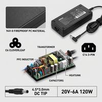 Adaptor Daya Laptop Tahan Api 120W Grosir 20V 6A 4.5*3.0mm untuk Pengganti MSI GL62 GL63 GE72 GE73 GF63