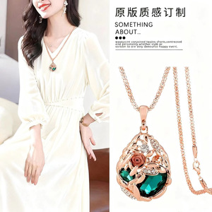 Luxury Water Drop Necklace Zinc Alloy Pave Setting Pendant Party Jewelry Fashion Accessory - Product Image 1