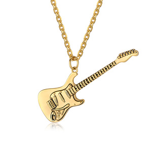 Collar de guitarra eléctrica, colgante unisex de acero inoxidable, joyería de regalo - Product Image 5