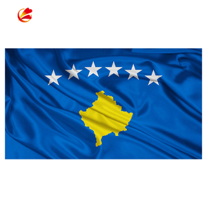 Venta al por mayor 3 * 5FT de poliéster de impresión de seda colgando todo el tamaño país bandera personalizada <span class=keywords><strong>Kosovo</strong></span> Bandera Nacional - Product Image 1