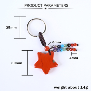 Porte-clés en cristal naturel, bijou fantaisie, pierre de chakra, forme étoile, cadeau - Product Image 4