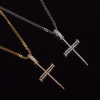 Collier avec pendentif croisé en cuivre de jésus chrétien, bijou chinois en forme de vis, collier avec croix en cristal CZ, 1 pièce