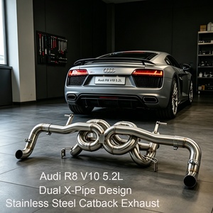 ING per <span class=keywords><strong>Audi</strong></span> <span class=keywords><strong>R8</strong></span> V10 5.2L Scarico Catback in Acciaio Inox Tubi Dritti Senza Valvole Nuovo Design a Doppio X-Pipe Parti per Prestazioni Auto - Product Image 1