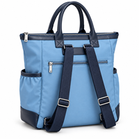 Sac fourre-tout convertible en polyester avec garniture en PU pour le travail et les voyages, avec bretelles de sac à dos et fermeture éclair