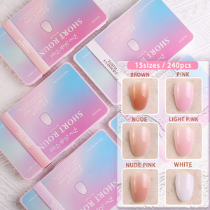 <span class=keywords><strong>Uñas</strong></span> Postizas Personalizadas, Acrílicas, <span class=keywords><strong>Cortas</strong></span>, Redondas, Degradado Rosa Claro, Cobertura Total, PMMA, para Extensión de <span class=keywords><strong>Uñas</strong></span>, DIY - Product Image 3